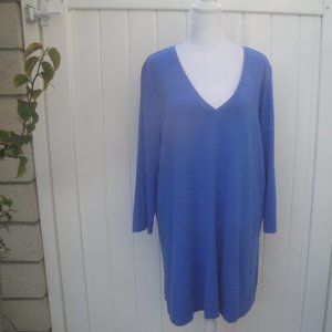 Chico's Ultimate Tee V-Neck Soft Pima Cotton Blue 3/4 Sleeves Size 3=XL